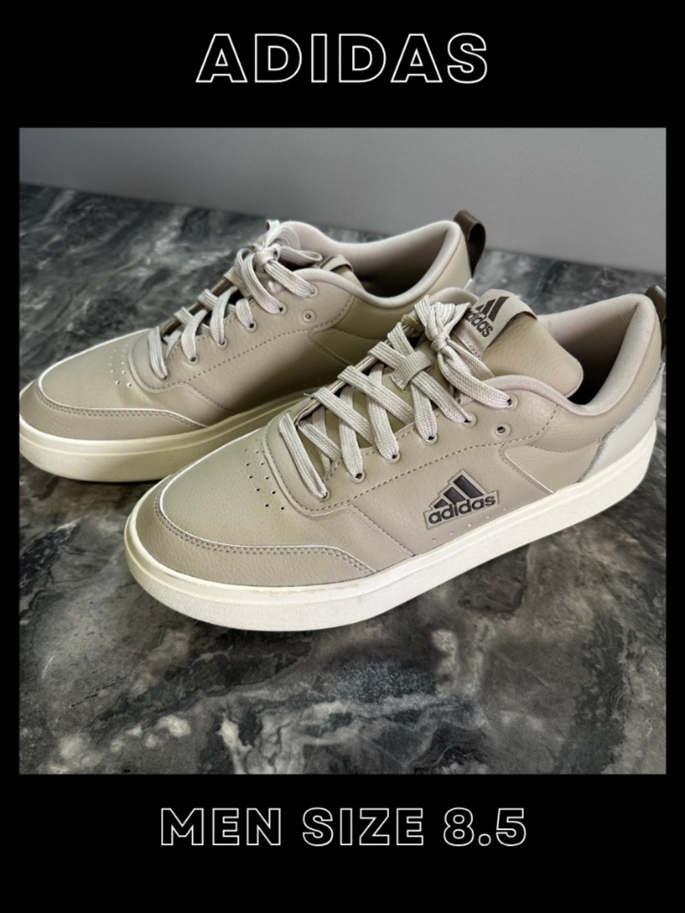 Adidas Beige, off white, Brown Park Tennis Shoe Casual Sneaker Mens size 8.5